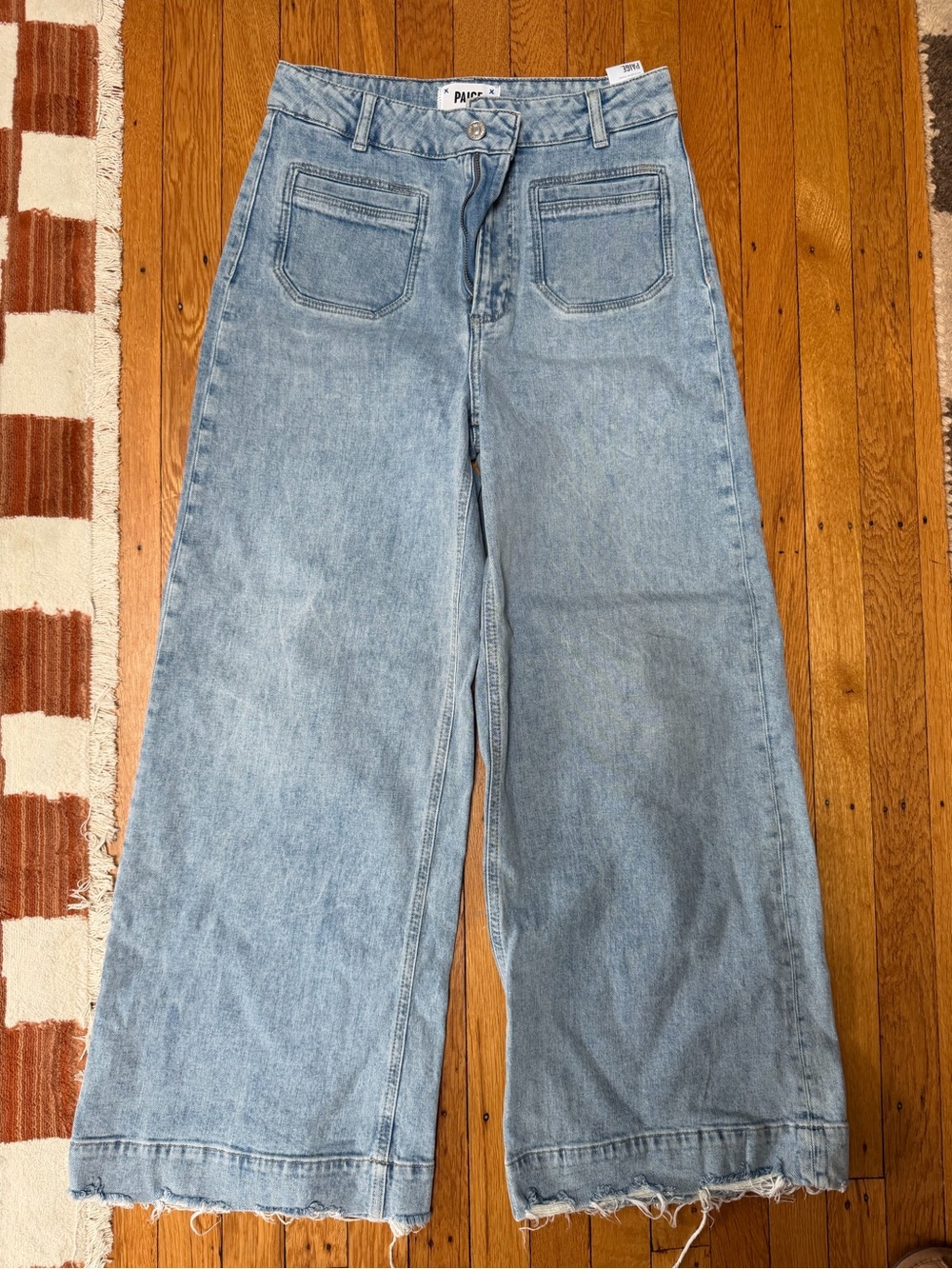 PAIGE Light Wash Wide-Leg Denim Jeans